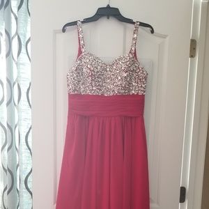 Sequenced Red long tanked dress